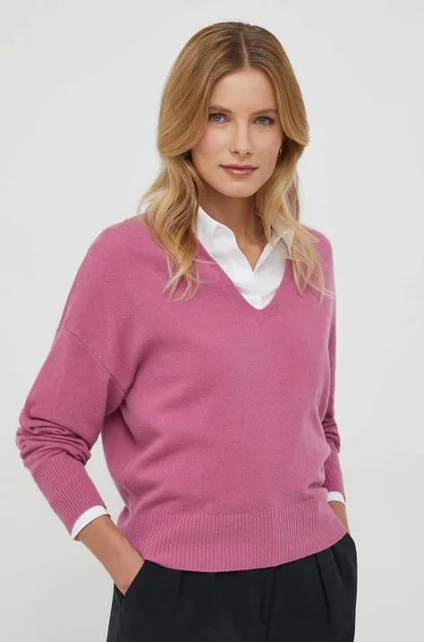 Μάλλινο πουλόβερ Sisley γυναικεία, χρώμα: ροζ