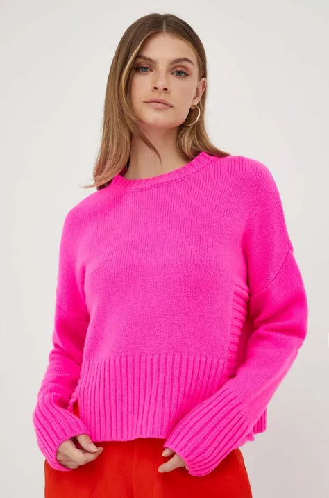 Вълнен пуловер Pinko дамски в розово от топла материя 102241.A1CH