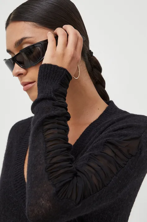 Vuneni pulover Pinko za žene, boja: crna