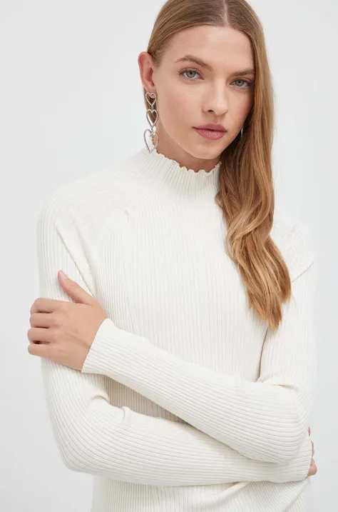 HUGO sweter damski kolor biały lekki z półgolfem