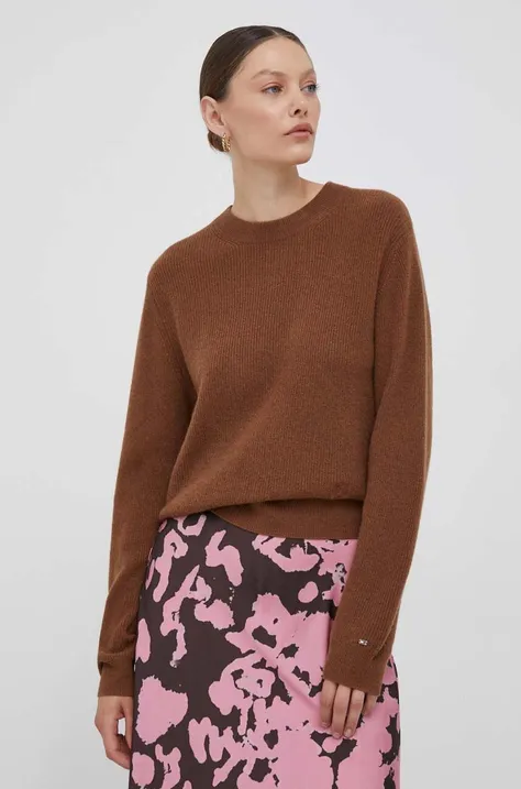Вовняний светр Tommy Hilfiger жіночий колір коричневий