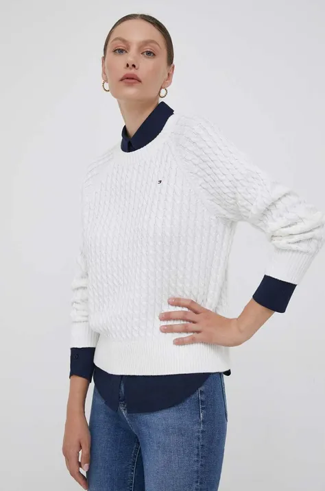 Tommy Hilfiger sweter bawełniany kolor beżowy