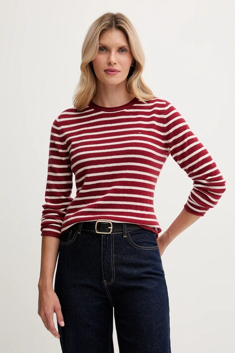 Tommy Hilfiger sweter wełniany damskie kolor granatowy lekkie WW0WW40264