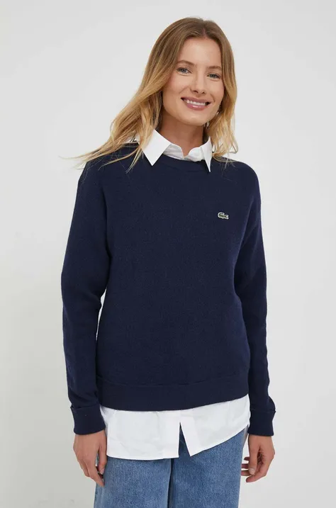 Вовняний светр Lacoste жіночий колір синій