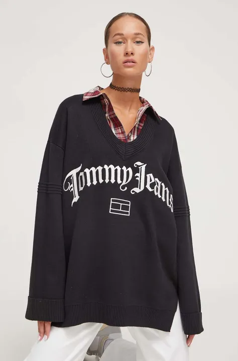 Tommy Jeans pulóver női, fekete