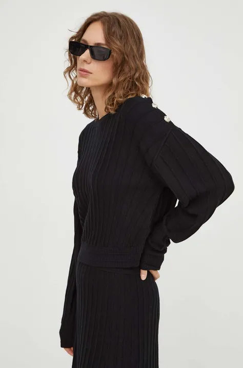 Vlnený sveter BA&SH dámsky, čierna farba, tenký