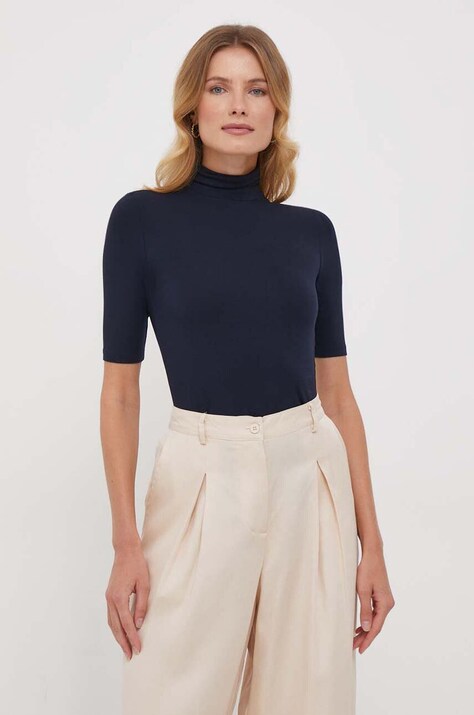 Lauren Ralph Lauren T-shirt damski kolor granatowy z golfem