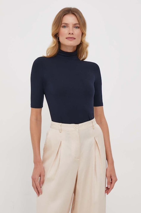 Lauren Ralph Lauren T-shirt damski kolor granatowy z golfem