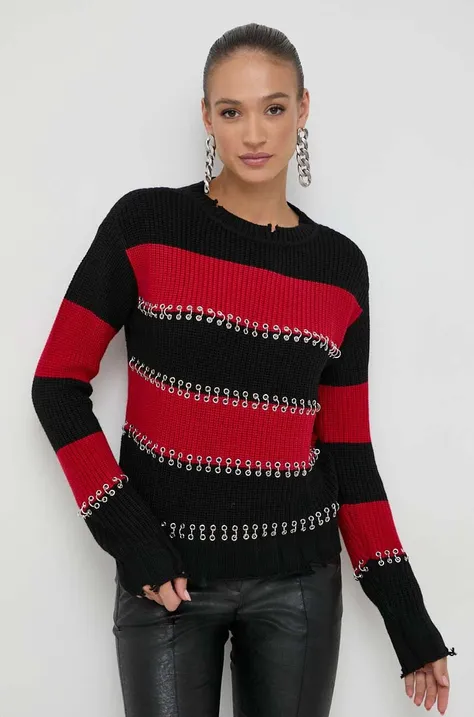 Vuneni pulover Patrizia Pepe za žene, boja: crna
