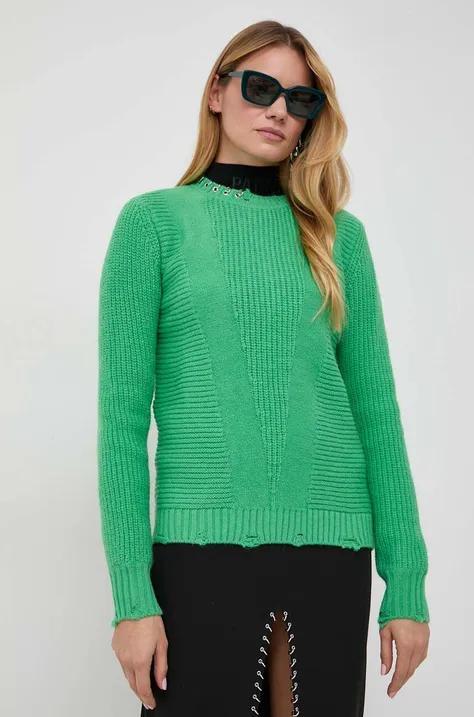 Pulover s dodatkom vune Patrizia Pepe za žene, boja: zelena