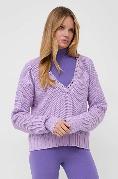 Vuneni pulover Patrizia Pepe za žene, boja: ljubičasta