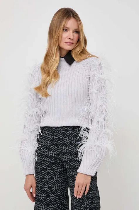 Patrizia Pepe sweter wełniany damski kolor szary z półgolfem