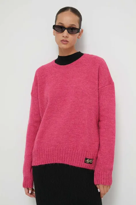 Superdry sweter z domieszką wełny damski kolor różowy lekki