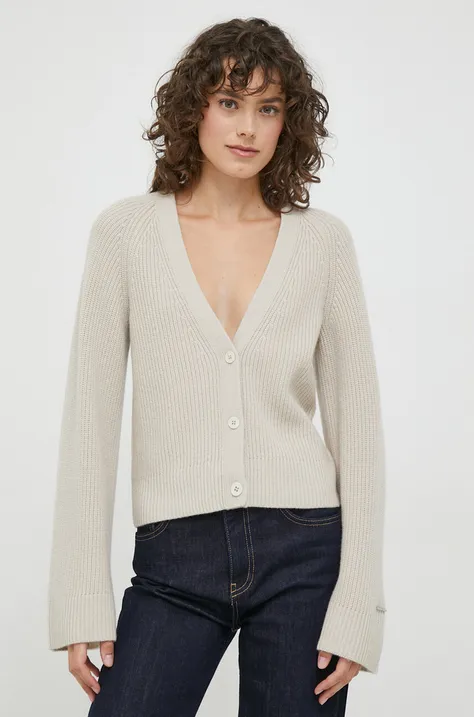 Calvin Klein cardigan din lana culoarea bej