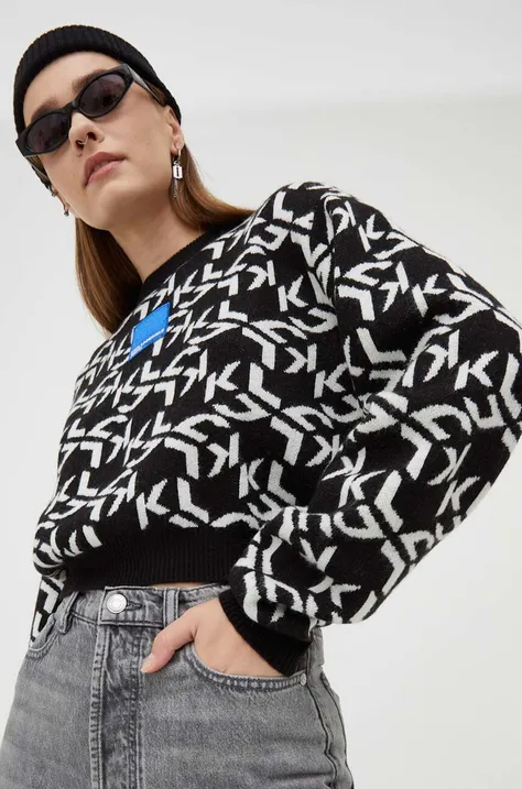 Karl Lagerfeld Jeans sweter z domieszką wełny damski lekki
