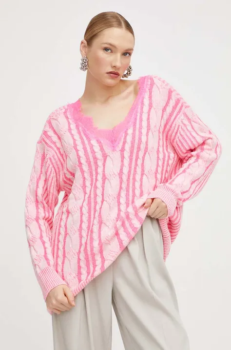 Twinset sweter damski kolor różowy lekki