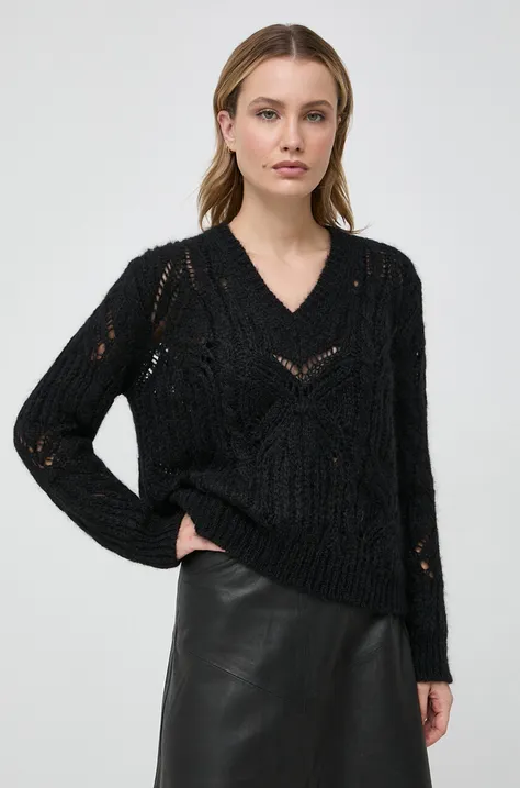 Twinset pulover de lana femei, culoarea negru, călduros