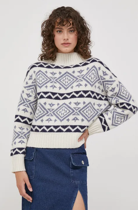Polo Ralph Lauren sweter wełniany damski kolor beżowy ciepły