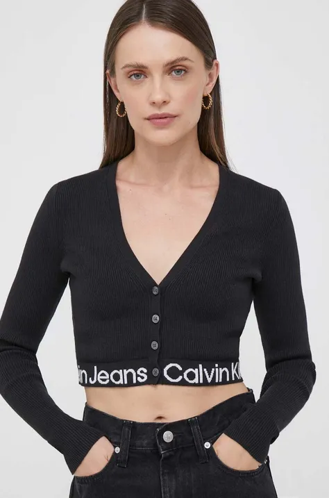 Kardigan Calvin Klein Jeans za žene, boja: crna, lagani