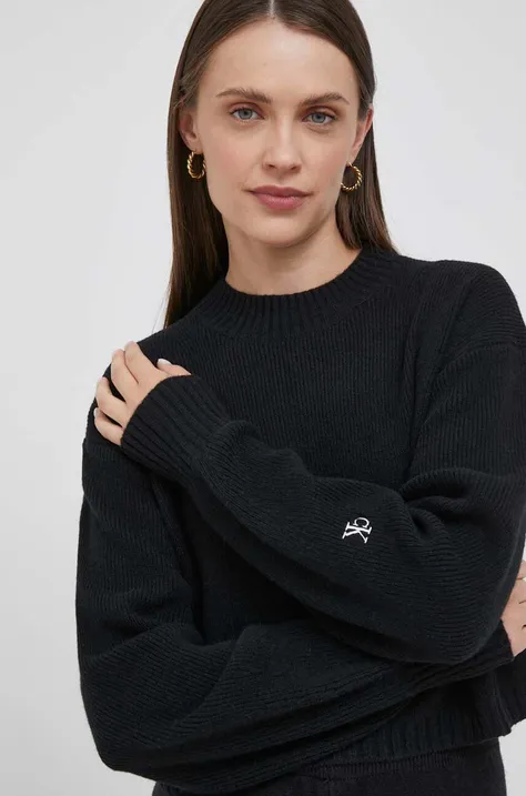 Vuneni pulover Calvin Klein Jeans za žene, boja: crna
