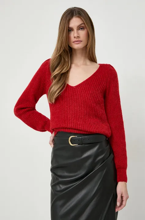 Morgan sweter z domieszką wełny damski kolor czerwony