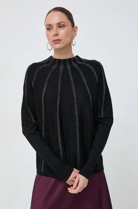 Morgan sweter damski kolor czarny lekki z półgolfem