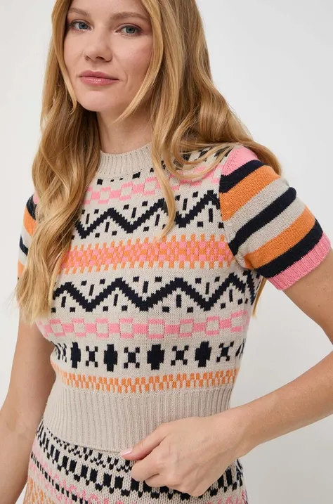 MAX&Co. sweter z domieszką wełny damski kolor beżowy