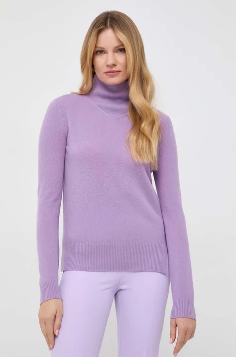 Vuneni pulover MAX&Co. za žene, boja: ljubičasta, lagani, s dolčevitom
