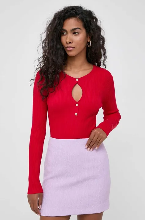 Morgan sweter damski kolor czerwony lekki