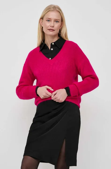Пуловер с вълна Morgan дамски в розово