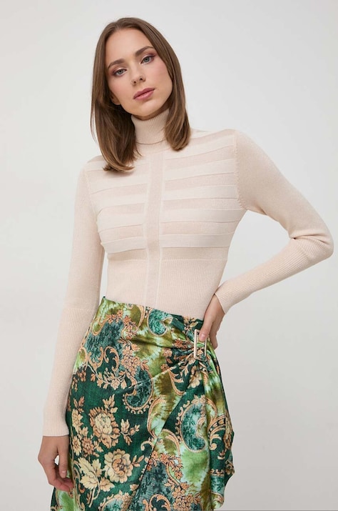 Morgan pulover femei, culoarea bej, light, cu guler