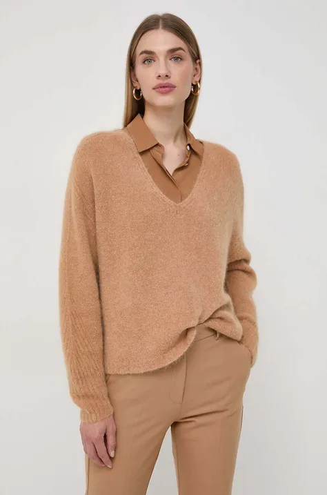 Шерстяной свитер Marella женский цвет коричневый