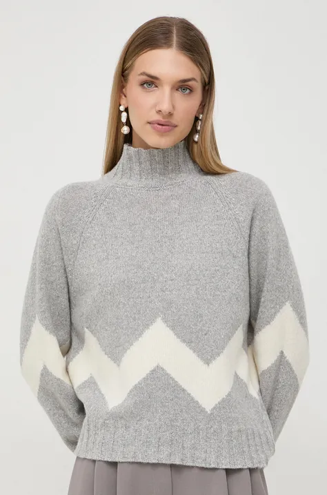 Vuneni pulover Marella za žene, boja: siva, s poludolčevitom