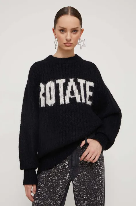Μάλλινο πουλόβερ Rotate γυναικεία, χρώμα: μαύρο