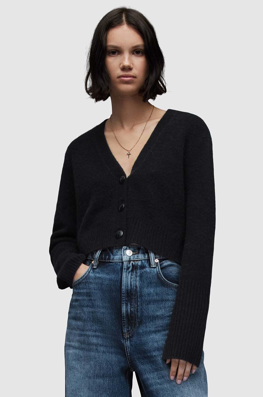 AllSaints kardigan WICK CARDIGAN damski kolor czarny lekki
