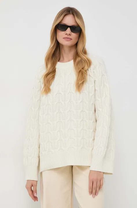 Ivy Oak sweter wełniany damski kolor beżowy ciepły