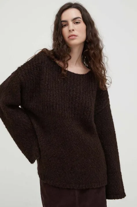 Volnen pulover Lovechild ženski, rjava barva