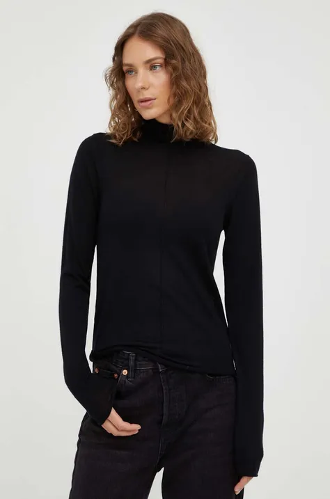 Volnen pulover Lovechild ženski, črna barva