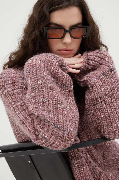Lovechild pulover de lana femei, culoarea roz, călduros