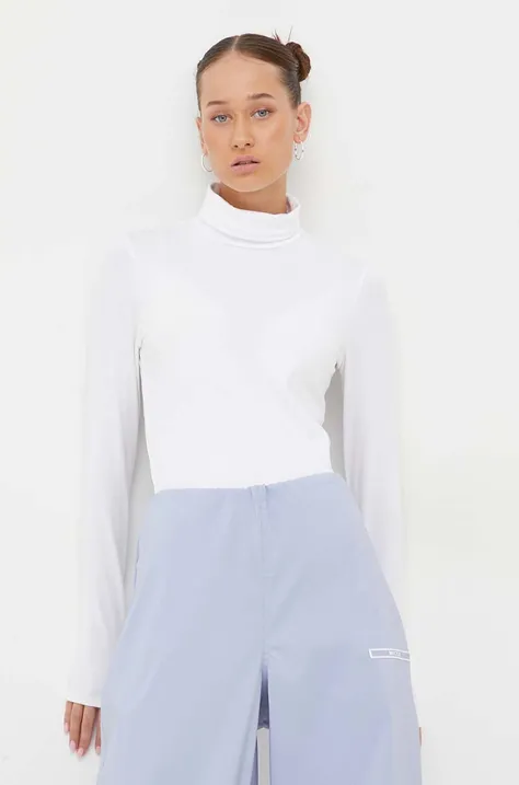 Блуза с дълги ръкави Hollister Co. в бяло с поло