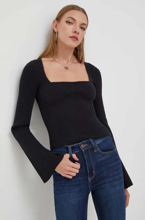 Пуловер Hollister Co. дамски в черно от лека материя