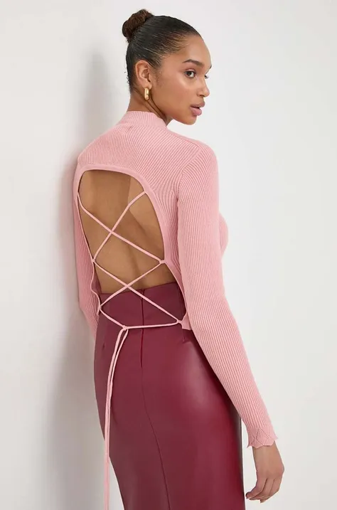 Guess sweter bawełniany kolor różowy lekki