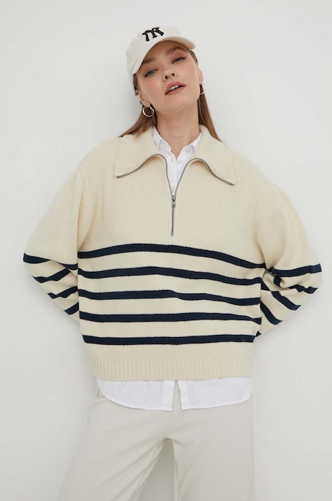 Hollister Co. sweter damski kolor beżowy