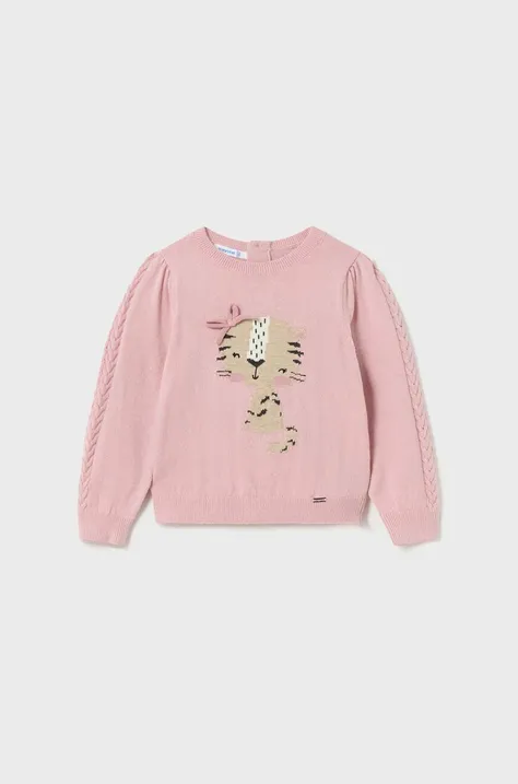 Бебешки пуловер Mayoral в розово от лека материя