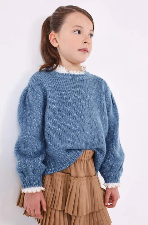 Mayoral sweter z domieszką wełny dziecięcy kolor niebieski ciepły