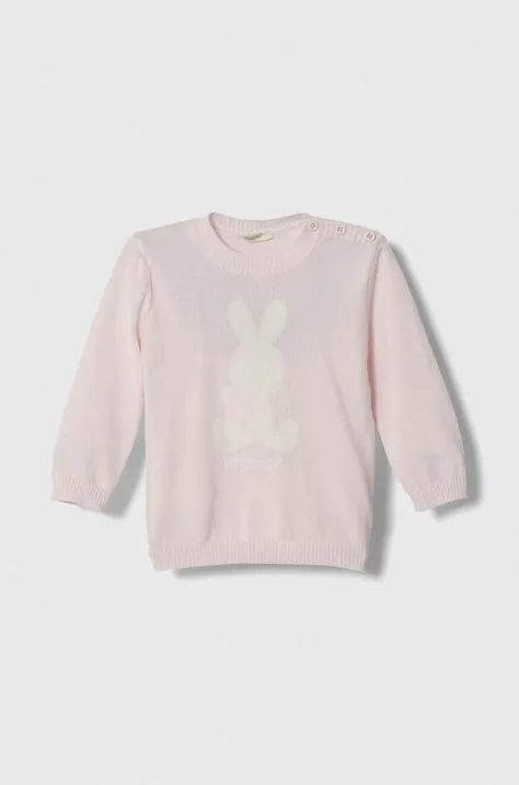 Хлопковый свитер для младенцев United Colors of Benetton цвет розовый лёгкий