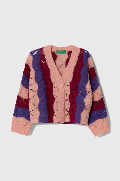 Kardigan s primjesom vune United Colors of Benetton boja: ružičasta, lagani