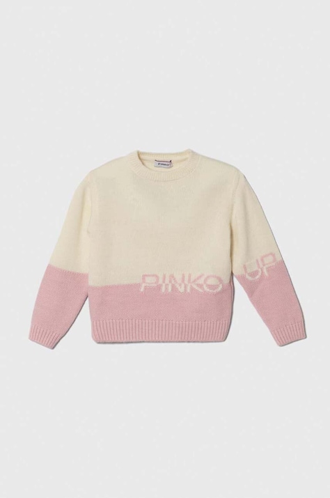 Pinko Up pulover de lână pentru copii culoarea roz