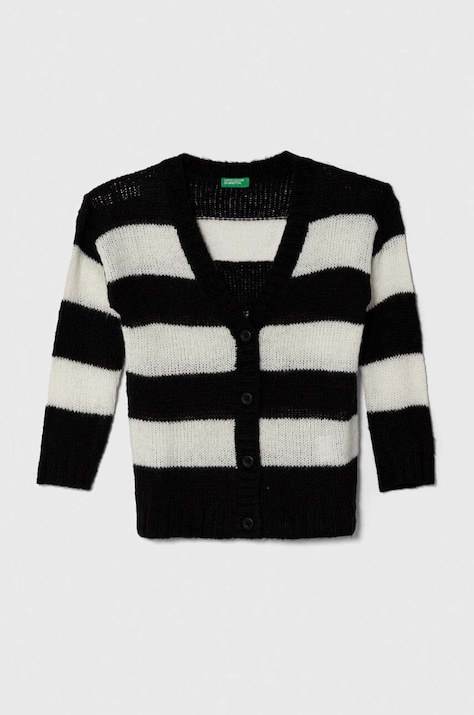 United Colors of Benetton pulover pentru copii din amestec de lana culoarea negru
