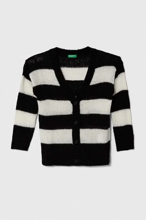 Παιδικό πουλόβερ από μείγμα μαλλιού United Colors of Benetton χρώμα: μαύρο